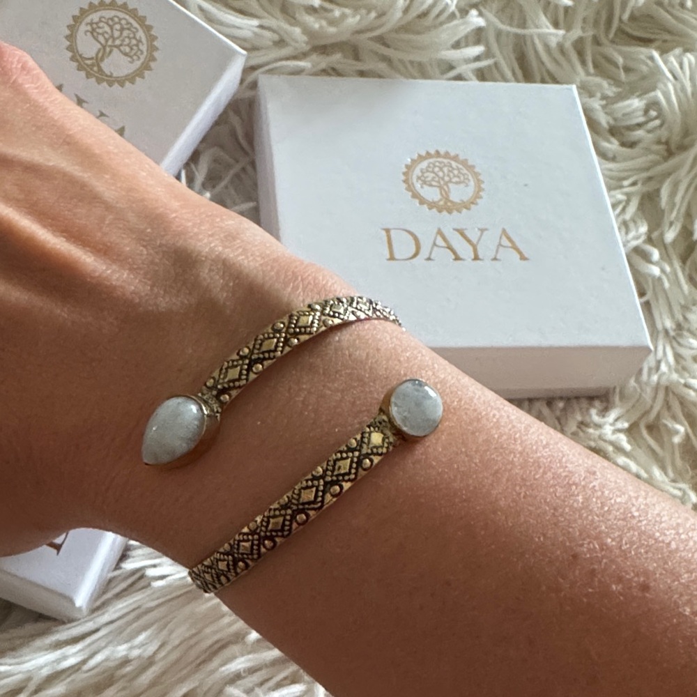 DAYA jewelry double moon stone bracelet in brass